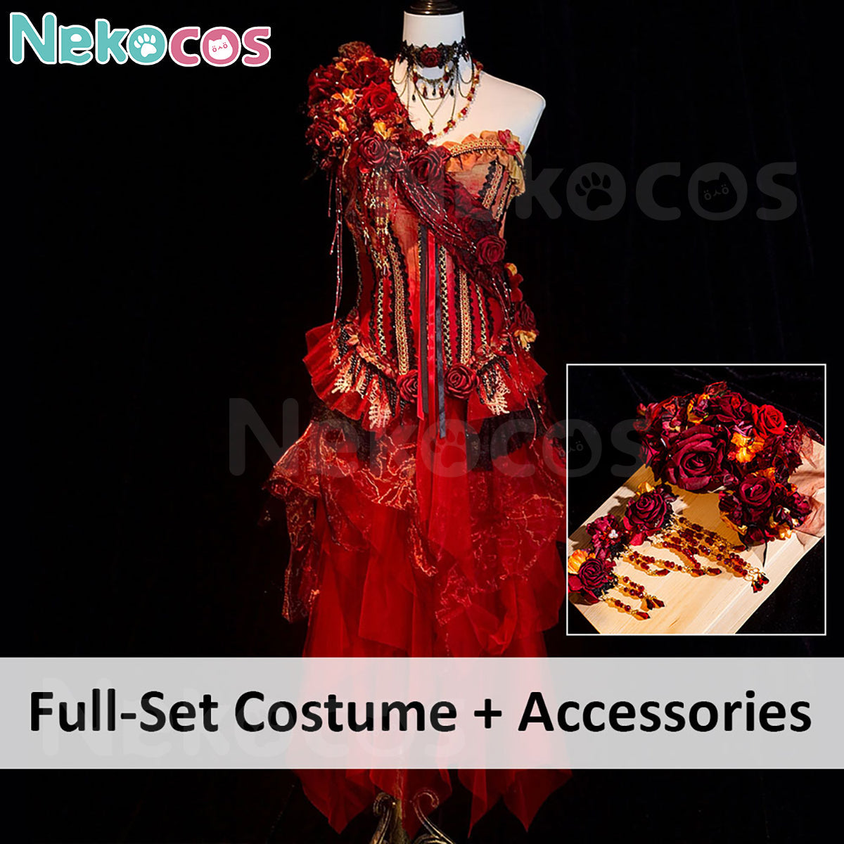 Vampire Dark Rose Dress Costume - Original Flames StyleCostume,Halloween Costume