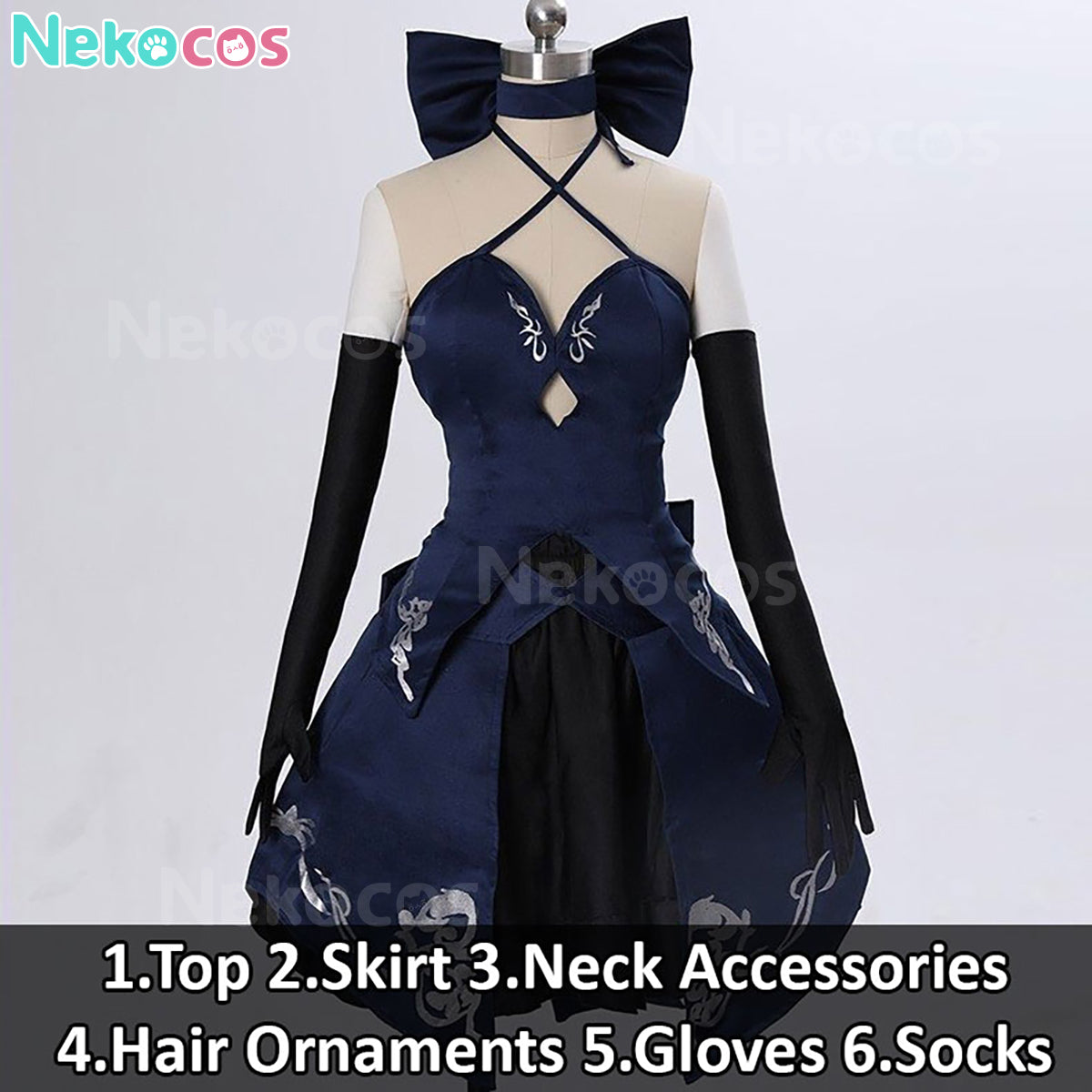 【Nekocos】Game Fate/stay night Cosplay Altria Pendragon Black Dress Cosplay Costume | In Stock