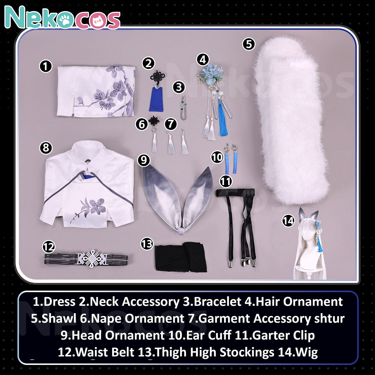 【Nekocos】Game Cosplay Snow Crane Cosplay Costume | Custom-Tailor