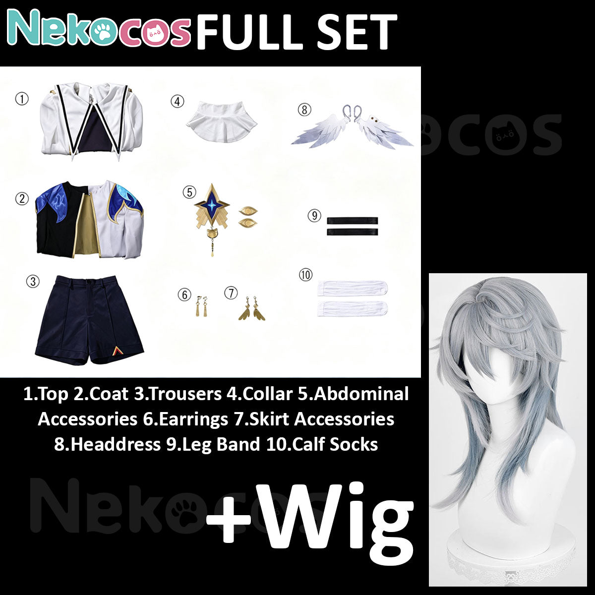Nekocos Full Set cosplay costume for Honkai: Star Rail, including wig and accessories | In Stock.