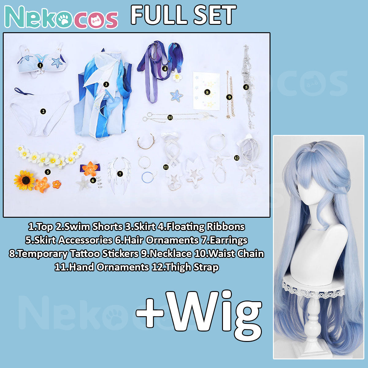 Nekocos Full Set of Game Honkai: Star Rail Cosplay Robin Summeretto Costume with Accessories and Wig