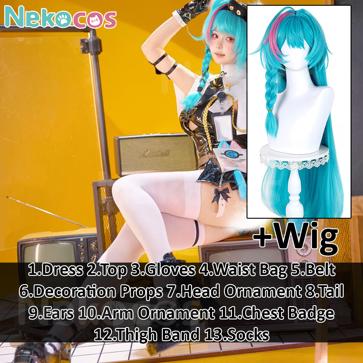 【Nekocos】Game Neverness to Everness Cosplay Elite Operative Mint Cosplay Costume | Custom-Tailor, full set with wig and accessories.