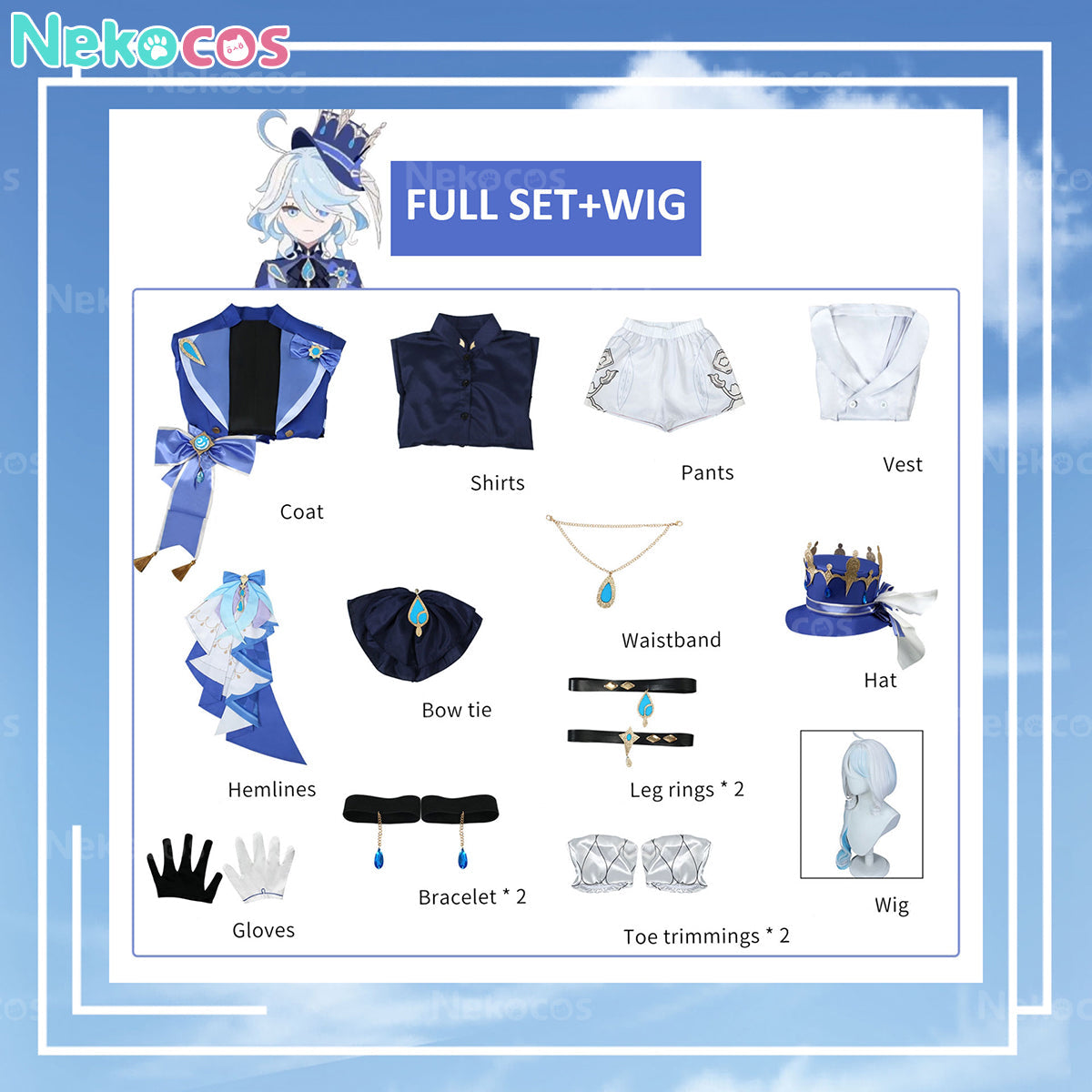 【Nekocos】Game Genshin Impact Cosplay Furina de Fontaine Cosplay Costume Premium Edition | In Stock